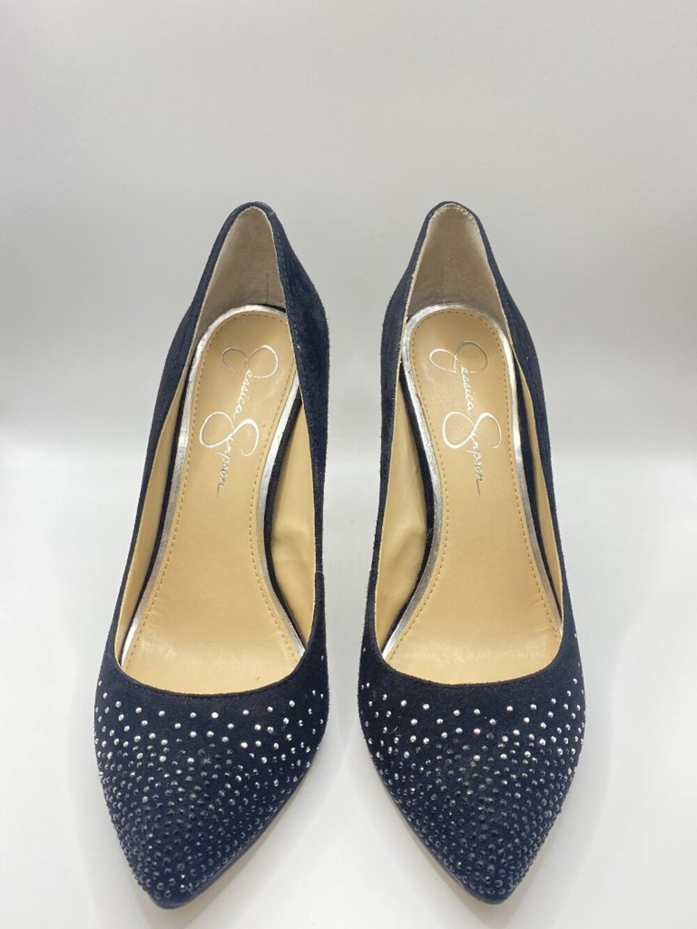 Jessica Simpson Classy Black and Silver Rhinestone Pumps Size 7.5